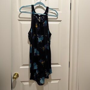 Torrid Black Blouse with Blue Floral Accents